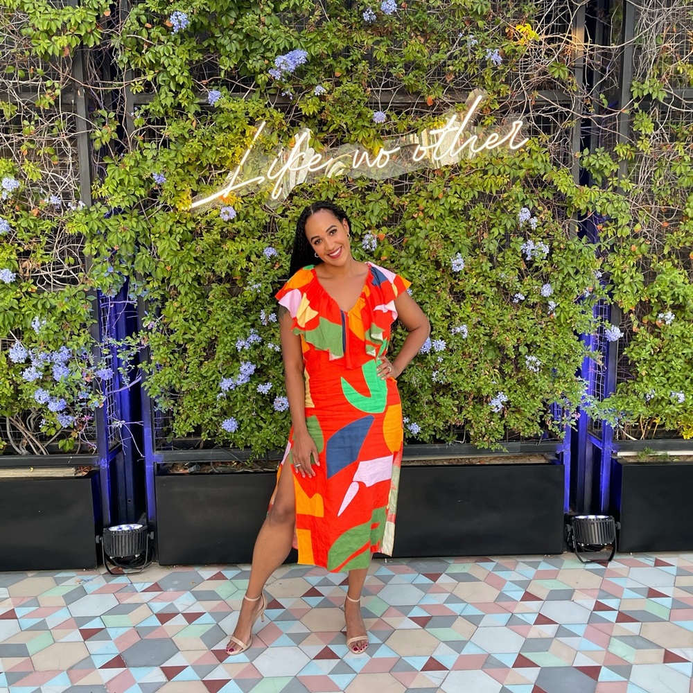 Mara Hoffman Julietta multi-color swim coverup.